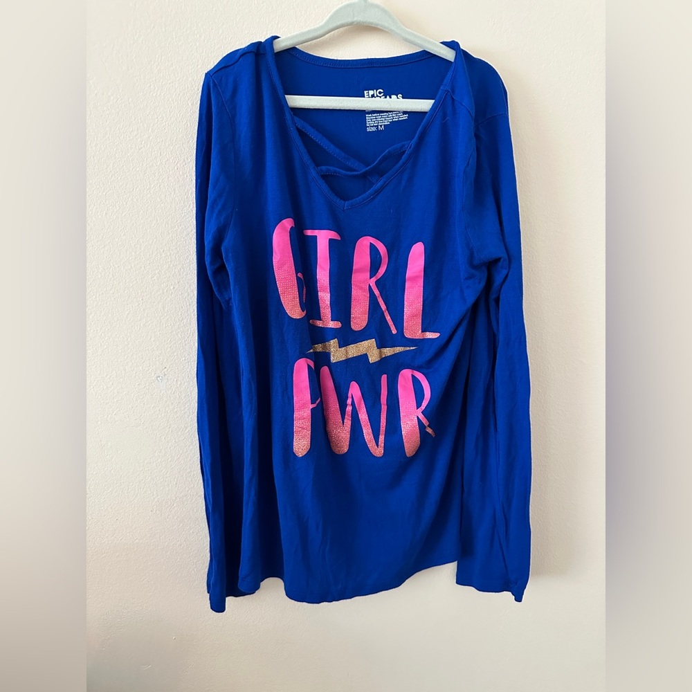 Epic Threads GIRL PWR long sleeve graphic t size M VGUC